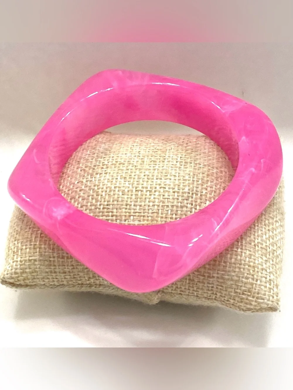 Bright Pink Women's Square-Edge Bangle Bracelet